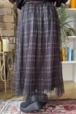 Enid Plaid Tulle Midi Skirt Black